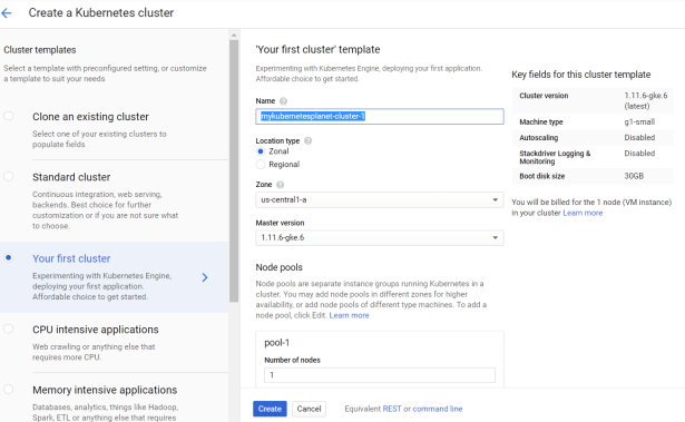 KE - create cluster settings