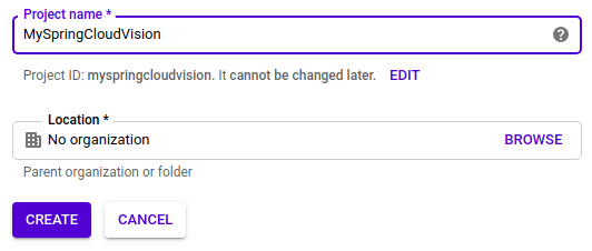 Cloud Vision - new project